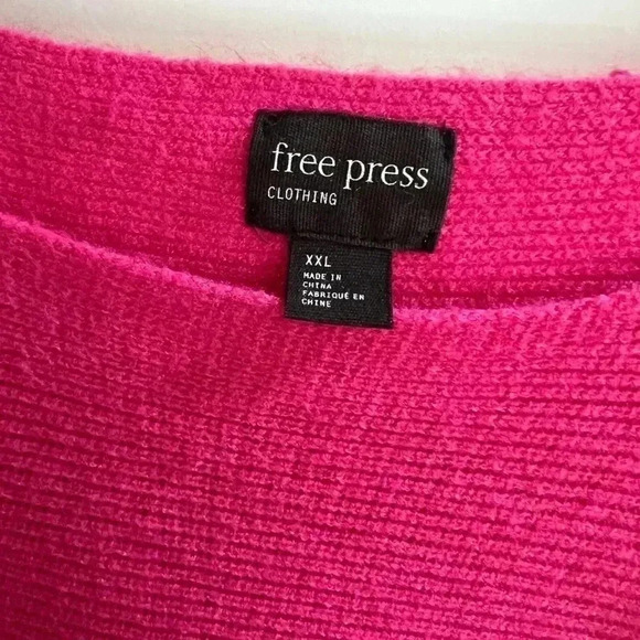Free Press Scoop Neck Bat Wing Sleeve Pink Sweater Women’s Size XXL - Picture 3 of 7